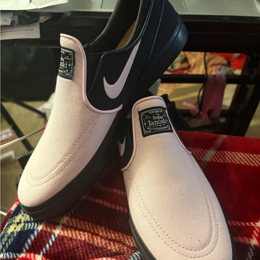 Nike Pink and Black Slip-On Sneakers